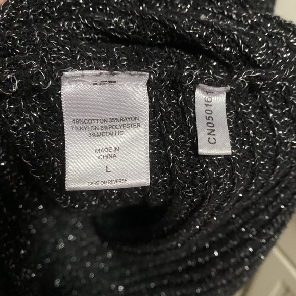 New York & Company Sparkly Black V-Neck Sweater (Large) - Picture 6 of 7